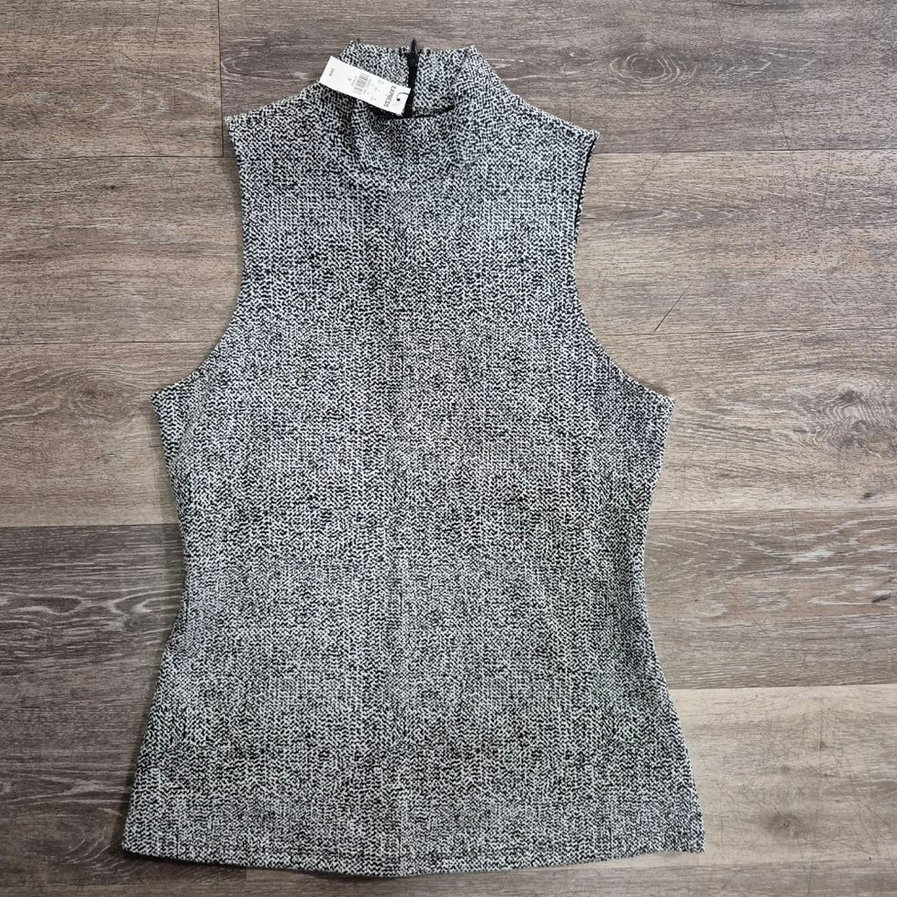 Women's EXPRESS Black White Sleeveless Mock Neck Tank Top M